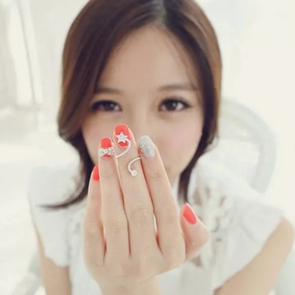 Silver Star Rhinestone Crystal Adjustable - Picture 2 of 5